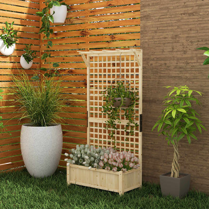Raised Garden Bed with Trellis and Roof, Wood, 90x45x183 cm