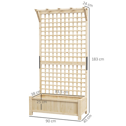 Raised Garden Bed with Trellis and Roof, Wood, 90x45x183 cm