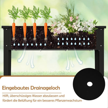 Raised Metal Garden Bed with Drainage, 100x40x80 cm, Black