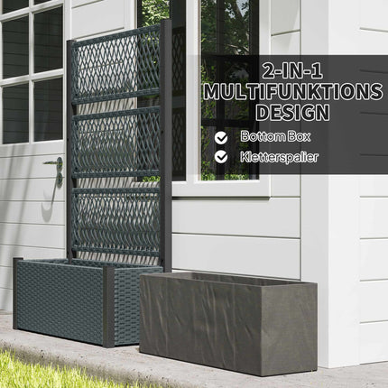 Raised Planter Box with Trellis, Dark Grey, 90x35x148 cm