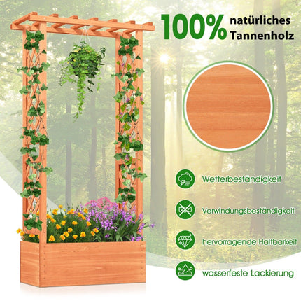Raised Planter Box with Trellis & Hanging Roof, Wood