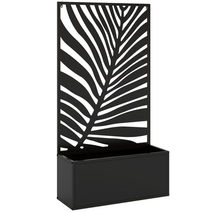 Raised Planter Box with Trellis, Metal, 61 x 23 x 113 cm