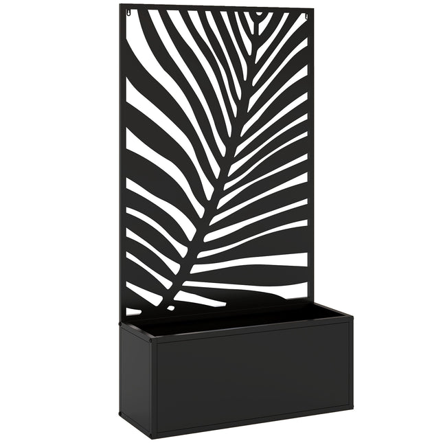 Raised Planter Box with Trellis, Metal, 61 x 23 x 113 cm