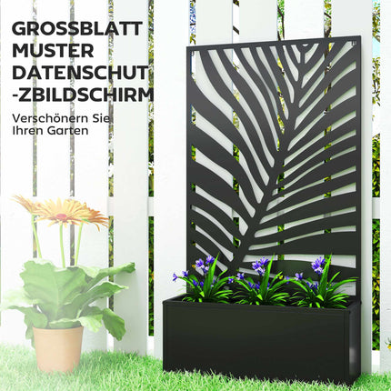 Raised Planter Box with Trellis, Metal, 61 x 23 x 113 cm