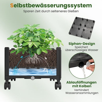 Raised Planter with Trellis & Self-Watering System, Grey