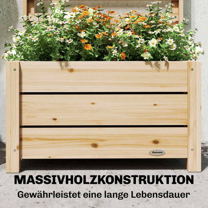 Raised Planter with Trellis, Wood, 60x39x200 cm, Drainage