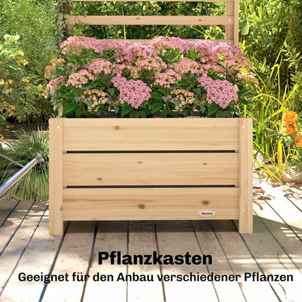 Raised Planter with Trellis, Wood, 60x39x200 cm, Drainage