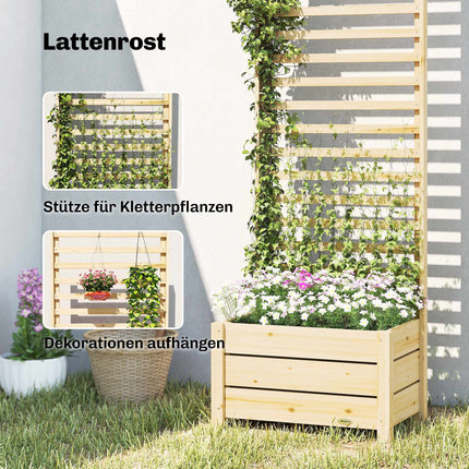 Raised Planter with Trellis, Wood, 60x39x200 cm, Drainage
