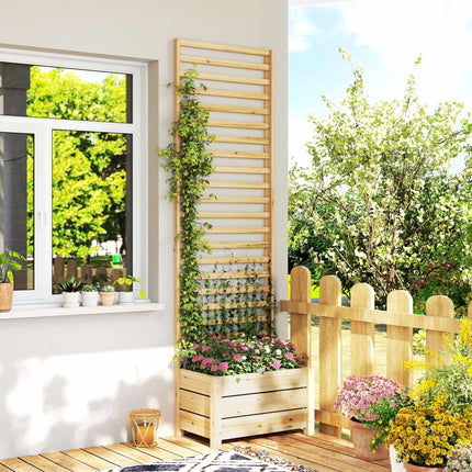Raised Planter with Trellis, Wood, 60x39x200 cm, Drainage