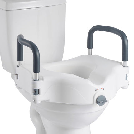 Raised Toilet Seat With Arms, 5 In Lift, 300 Lb