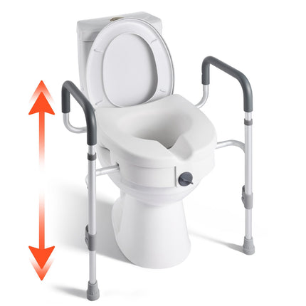 Raised Toilet Seat With Arms, 5 in Lift, 350 lb