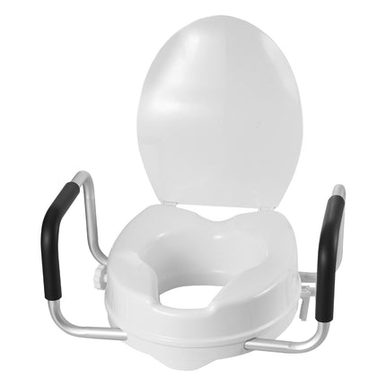 Raised Toilet Seat with Arms, 4 in Lift, 300 lb