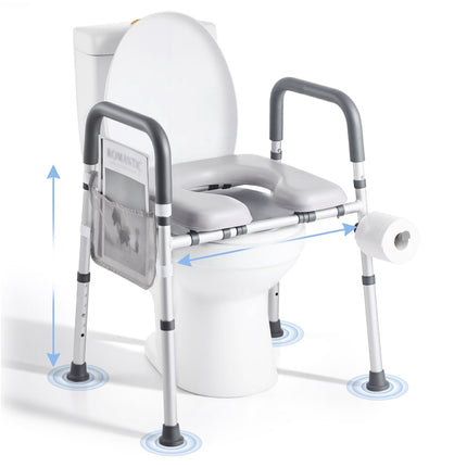 Raised Toilet Seat with Arms, Adjustable Height, 181 kg