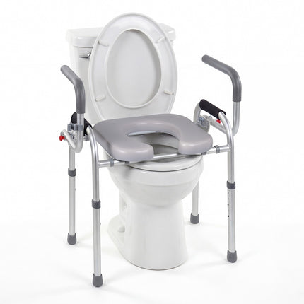 Raised Toilet Seat with Foldable Handles, Adjustable Height