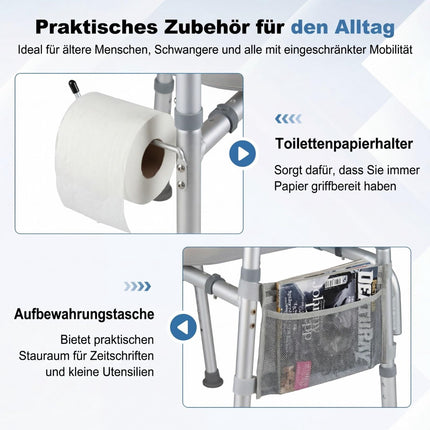 Raised Toilet Seat with Handles, Adjustable Height & Width