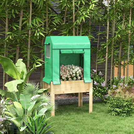 Raised wooden garden bed with cold frame, 86x60x165 cm