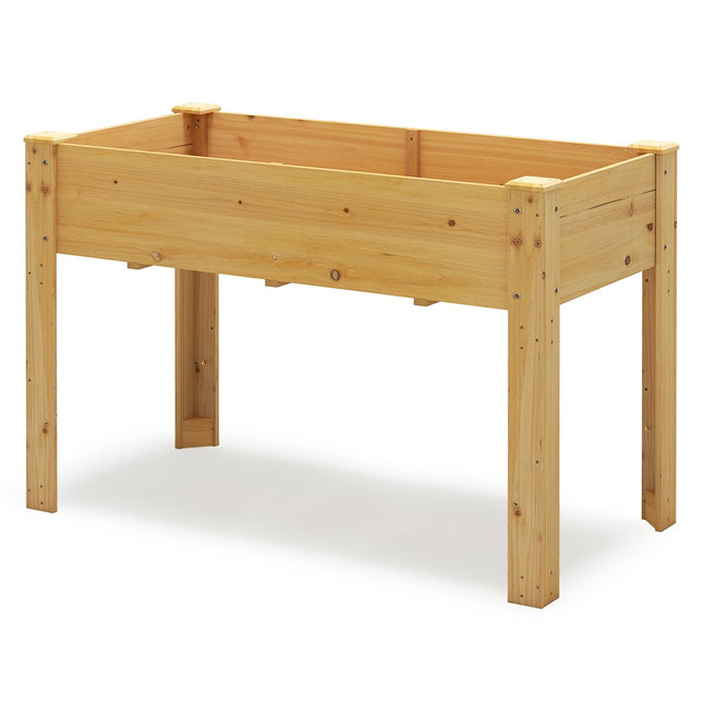 Raised Wooden Garden Bed with Drainage, 120x60x82 cm
