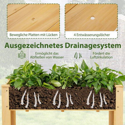 Raised Wooden Garden Bed with Drainage, 120x60x82 cm