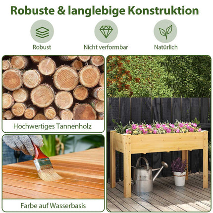 Raised Wooden Garden Bed with Drainage, 120x60x82 cm