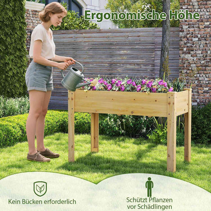 Raised Wooden Garden Bed with Drainage, 120x60x82 cm