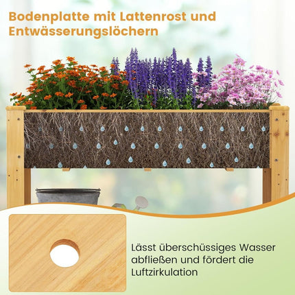 Raised Wooden Garden Bed with Shelf & Drainage Holes, 120x60x81 cm