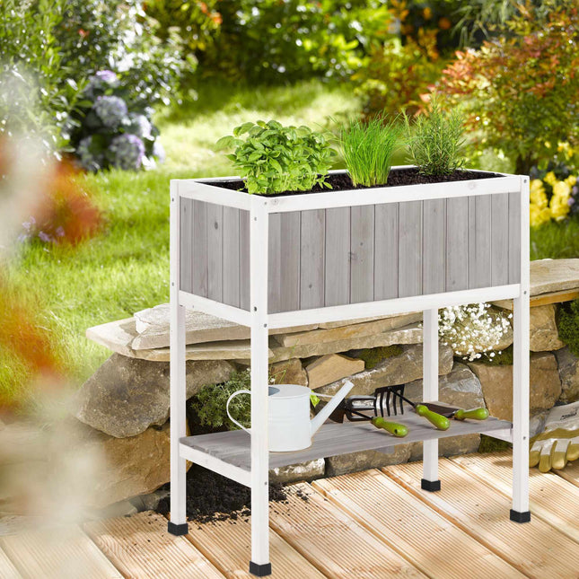 Raised Wooden Planter Box with Removable Liner