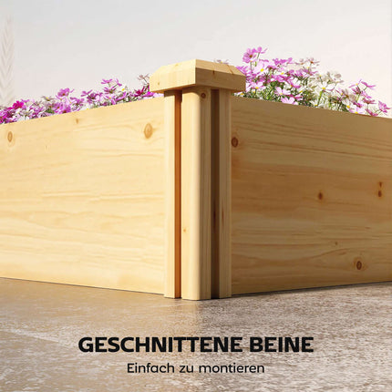 Raised Wooden Planter with Divider, Open Base, 235x66x26 cm