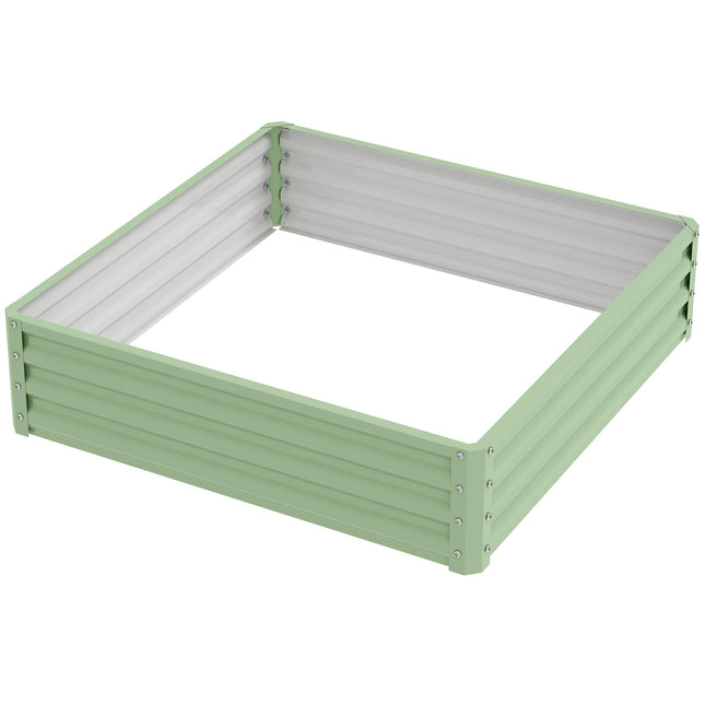 Steel garden bed - 120x120x30 cm, green planting