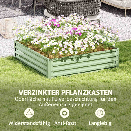 Steel garden bed - 120x120x30 cm, green planting