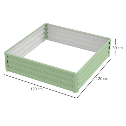 Steel garden bed - 120x120x30 cm, green planting