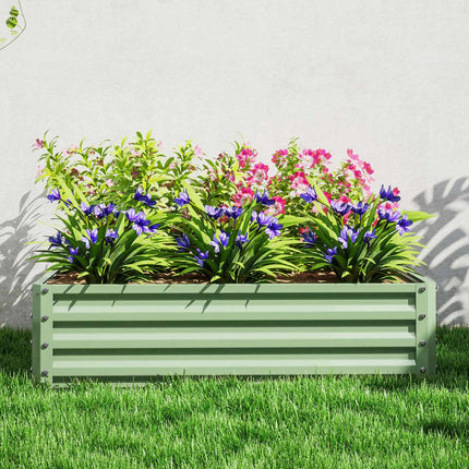 Steel garden bed - 120x120x30 cm, green planting