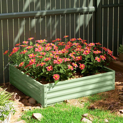 Steel garden bed - 120x120x30 cm, green planting