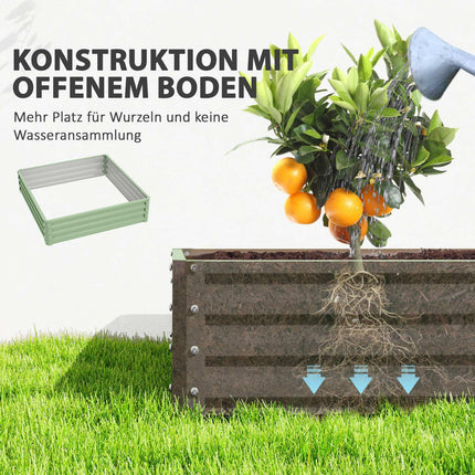 Steel garden bed - 120x120x30 cm, green planting