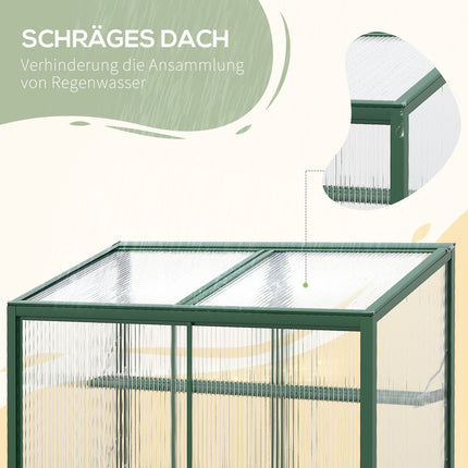 Greenhouse raised bed with shelves - aluminum and polycarbonate