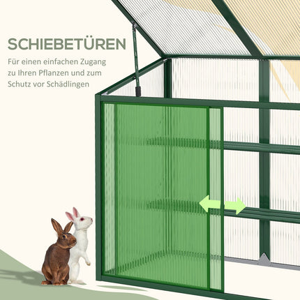 Greenhouse raised bed with shelves - aluminum and polycarbonate