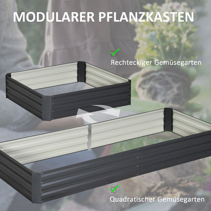 Steel garden bed - 241x90.5x30 cm, Grey