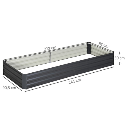 Steel garden bed - 241x90.5x30 cm, Grey