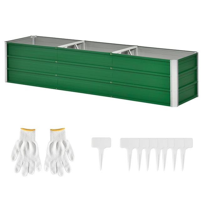 Garden bed in steel 183x47x40cm - Green planting box