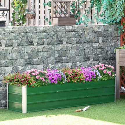Garden bed in steel 183x47x40cm - Green planting box