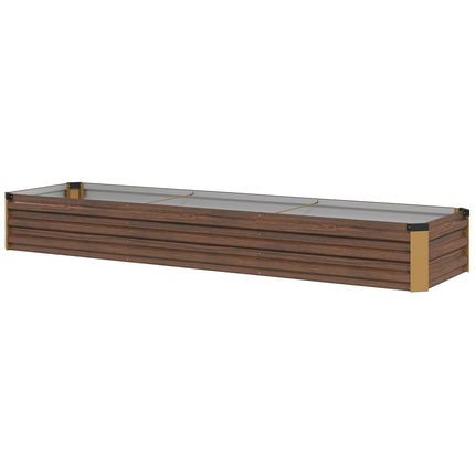 Garden bed in steel, wood look - dark brown