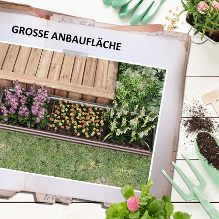 Garden bed in steel, wood look - dark brown