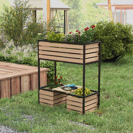 Garden raised bed with shelf, 2-level 83x39x100 cm
