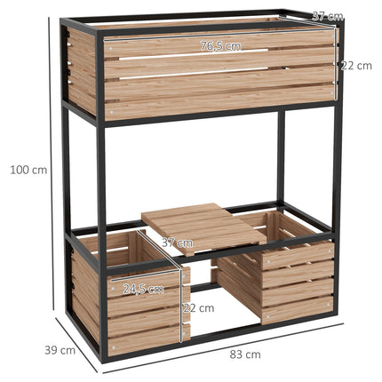 Garden raised bed with shelf, 2-level 83x39x100 cm