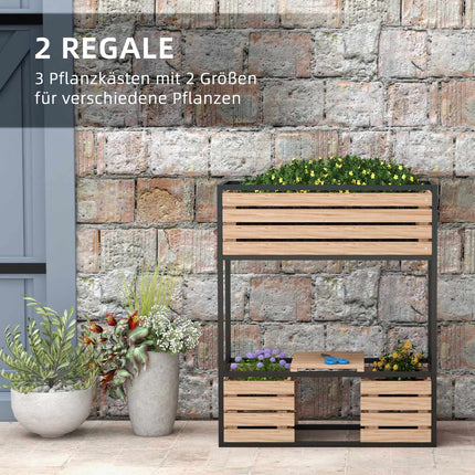 Garden raised bed with shelf, 2-level 83x39x100 cm