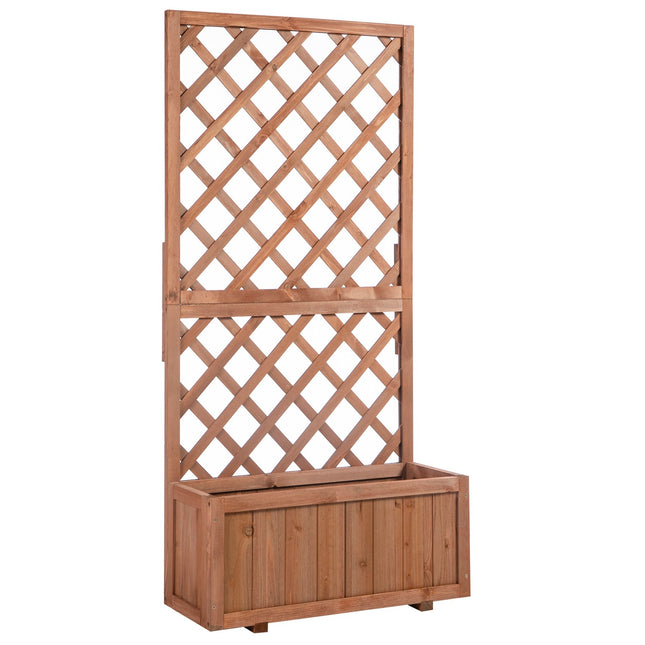 Raised wooden bed with trellis - 72.5x31.5x149.5 cm