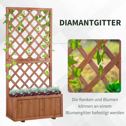 Raised wooden bed with trellis - 72.5x31.5x149.5 cm