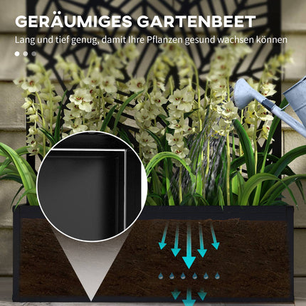 Wall-mounted metal planter with trellis, 61x23x113cm