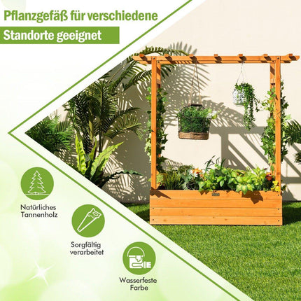 Raised bed with arched trellis & hanging roof 110 x 44 x 113.5 cm orange