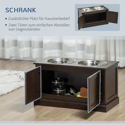 Raised dog bowls with storage, 2 bowls for large dogs