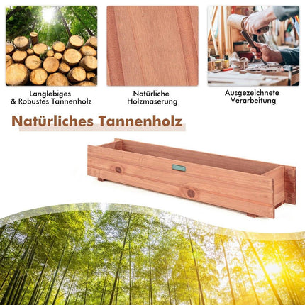 Raised garden bed planter made of fir wood for garden 91.5 x 18 x 16 cm brown